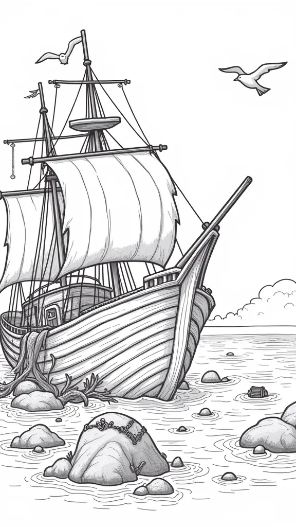 shipwreck coloring page